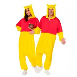 Disney Winnie the Pooh Size L Costume Hooded Unisex Suit Fleece One Piece Pajama