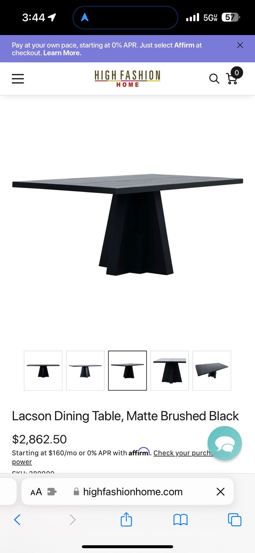 Black dining Table Lacson Dining Table, Matte Brushed Black