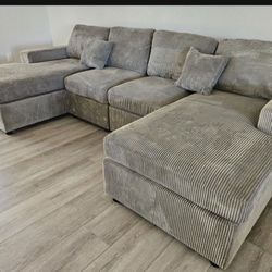 Brand New Corduroy Lined Sectional Set