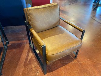 Faux Leather Chair with Metal Frame