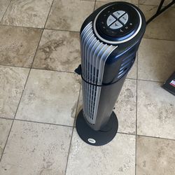 Holmes 36 Inch Oscillating Tower Fan with Remote Control in Black and Silver 