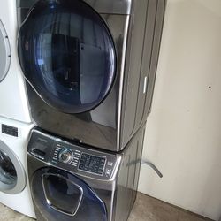 Samsung AddWash Front Loading Washer And Stackable Gas Dryer Set 