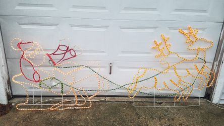 Christmas Santa, Sleigh, Reindeer Rope Light Decoration