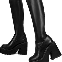  AMINUGAL Womens Size7 Rubber Round Toe High Heel Knee-High Sock Boots    -Brand new  -Pick up in 91780