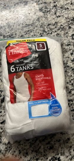 Hanes Tagless White Tank Tops 6-Pack Size Small