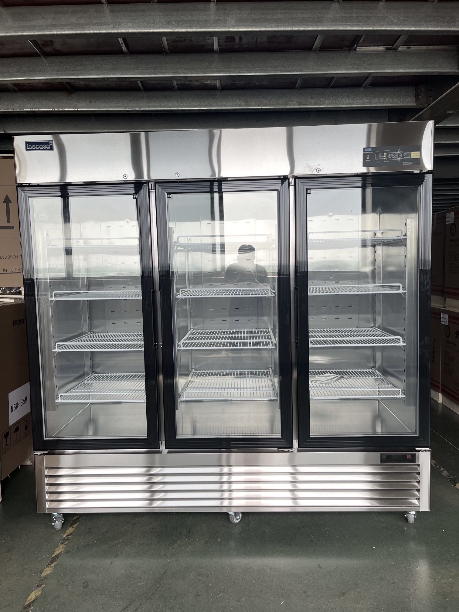 3 Door Stainless Steel With Glass Door Refrigerator