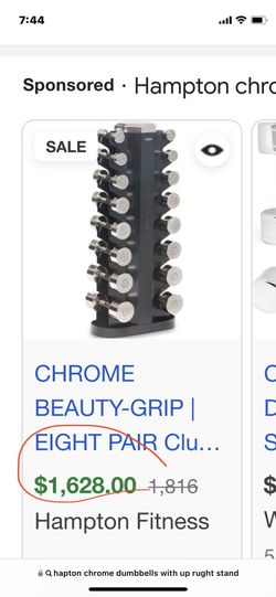 Hampton Chrome Dumbbells , $799 Or Best Offer . Rubber Grip . Very Compact . Open To Fair Offer