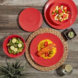 Tabletops Gallery Peacock 12 Piece Melamine Dinnerware Set