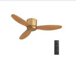 Wood Flush Mount Ceiling Fan without Light(Gold and Beechwood, 36'')
Low Profile Modern Design,Remote Control, Quiet Reversible DC Motor, 3 Solid Wood