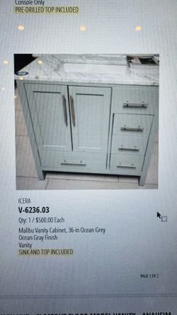 36” floor display sink and counter top comes with $500