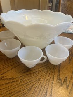 White Vintage Punchbowl 
