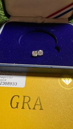 0.50ct Round Brilliant Moissanite Stud Earrings, Color D, GRA Certified, 14K/18K White Gold Setting