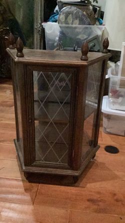 Vintage mirror back wall or table curio 24 inch tall x17 back  front 17  in sides 10 inch