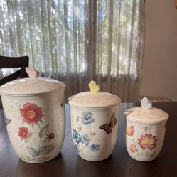 🦋LENOX Butterfly Meadow Porcelain Canister Set NEW