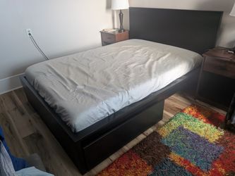 IKEA Malm bed frame - full size, black. Additional mattresses for sale if desired.