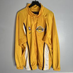 Vintage Nike NBA Los Angeles Lakers Warm Up Jacket Mens Medium Yellow