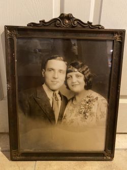 Antique Photo Frame With Wedding Photo