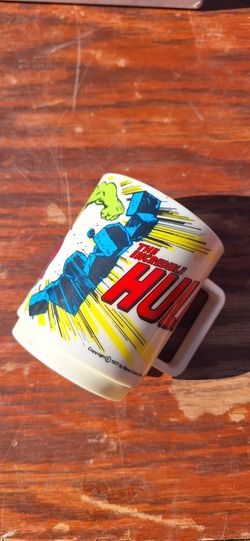 1977 By Marvel Comic Hulk Childs Hard Plastic Cup White Bright Standout Colors 
