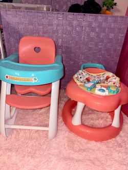 Toy Baby Doll Accessories High Chair & Walker Clean Girls Toddler Toys Daycare Playroom