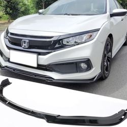 Fits 19-21 Honda Civic IKON V4 Style Front Bumper Lip 1PC - Gloss Black