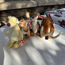 TY Beanie Babies Ice Age ( Manny,Diego,Sid,Buck 
