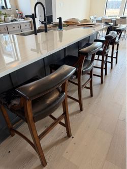 4 Bernhardt Counter Stools – Solid Wood – Reupholstery Project – $150 OBO