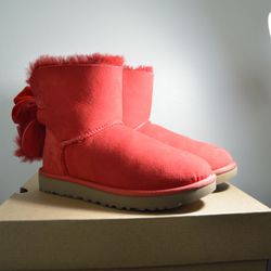 UGG CLASSIC MINI BAILEY HERITAGE BOW RED WINE BOOTS