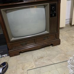 Floor Sitting Black And White Tv