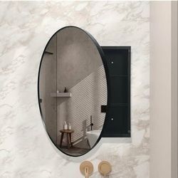 New Bathroom Mirror Cabinet 30 x 30 Black Round Bathroom Medicine Cabinet w/ Mirror Adjustable Shelf