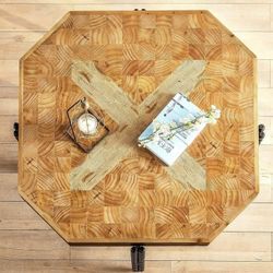 RUSTIC OCTAGON WOOD COFFEE TABLE