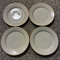 Set of 4 Johann Haviland Bavaria Germany Gold Trim Dessert Plates