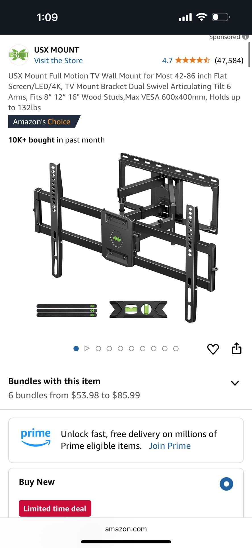 Tv Wall Mount Fits 42-86 Inch Tv