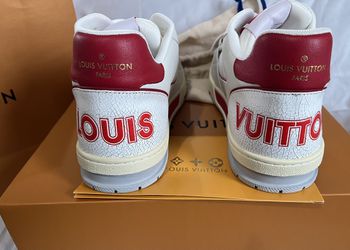 New Louis Vuitton RED/White Velcro strap Mono Trainer Sneakers (Size: Euro  44 /men’s 10-11) for Sale in Valley Stream, NY - OfferUp