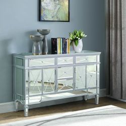 Brand New Mirror Crystal Accent Cabinet
