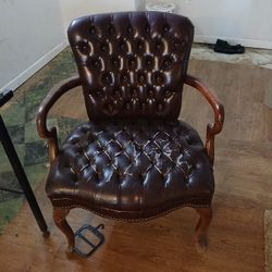 2 Vintage Genuine Leather Chairs 
