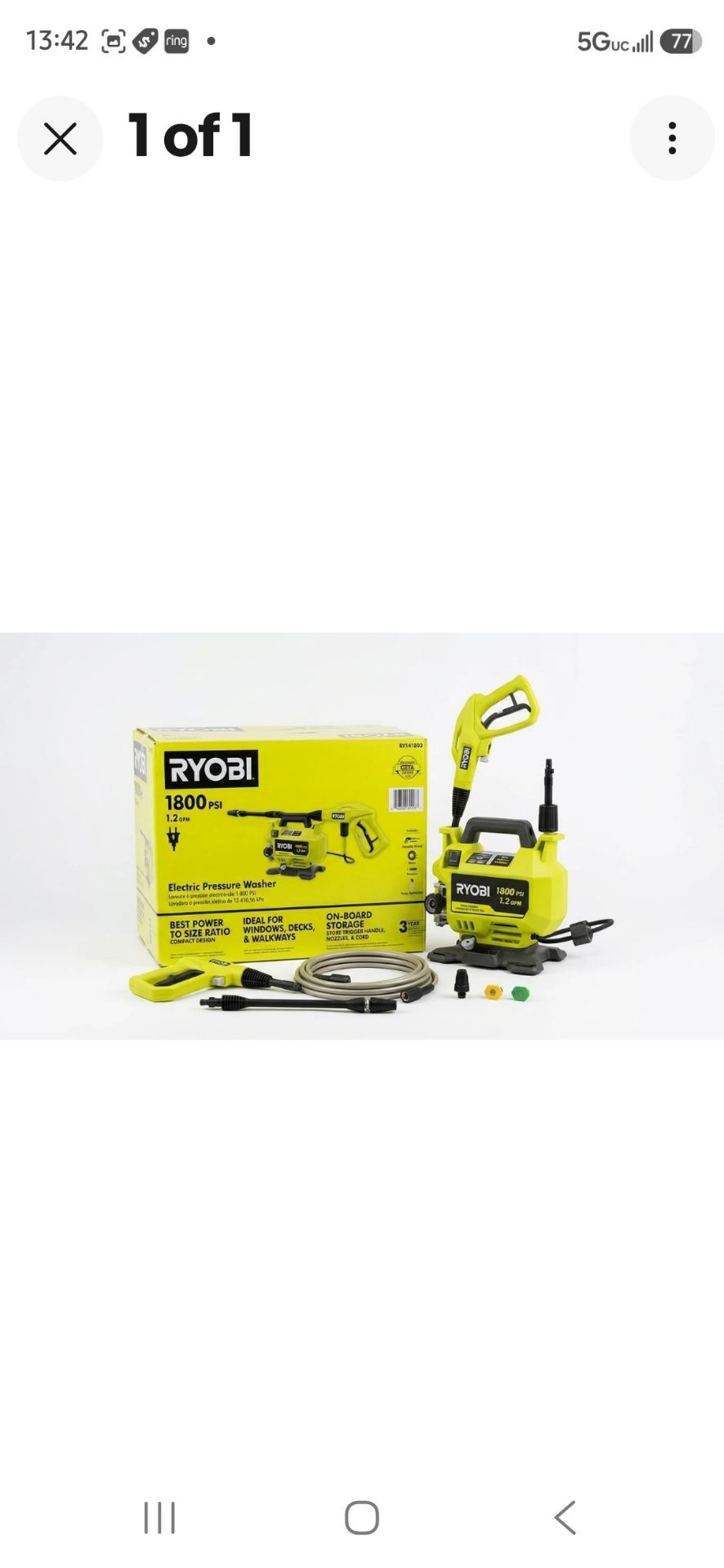 RYOBI ELECTRIC PRESSURE Washer