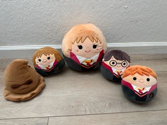 Harry Potter Squishmallow 4-Piece Bundle – Hermione, Harry, Ron & Sorting Hat