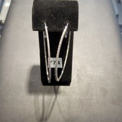10K Diamond Hoop Earrings 