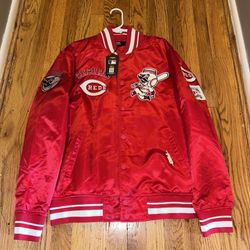 MLB Cincinnati reds Retro Classic Men’s Rib Satin Jacket (Red) 
