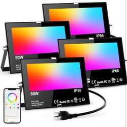 Brand New - Flood Lights (4pack - RGB - Smart Color Changing Flood Lights) - Unopened
