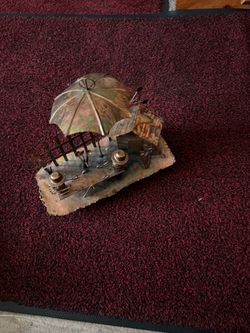 Metal Folk Art Sculpture Umbrella Seesaw