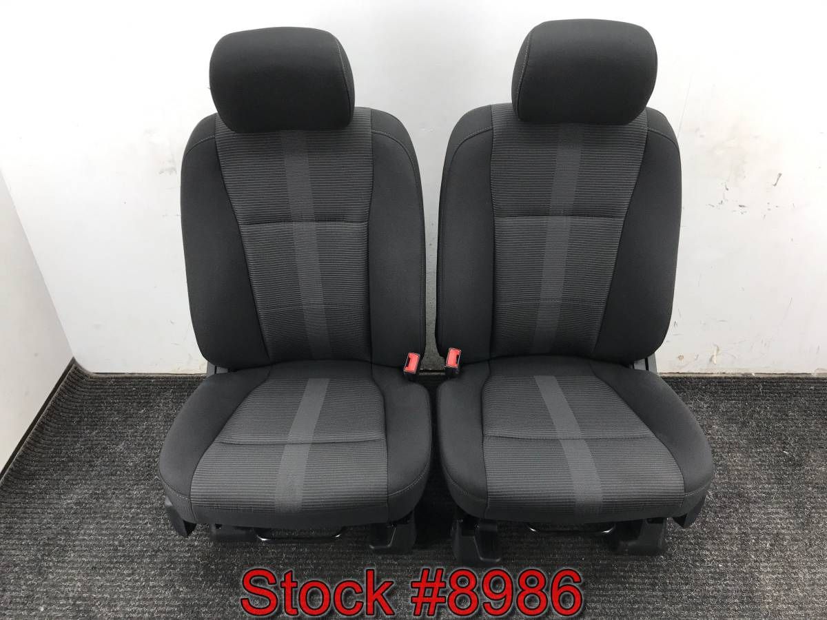 Black Cloth Bucket Manual Front Seats For A 2018 Through 2020 Ford F150 Stock #8986