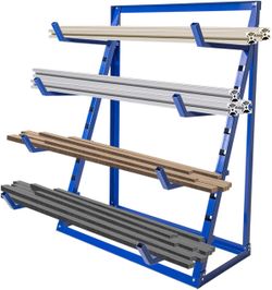 4-Tier Horizontal Steel Storage Rack, Organizer Heavy Duty Bar Storage Cantilever Rack, 4 Tier Adjustable Pipe Storage Rack