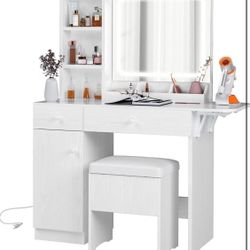Vanity Desk with LED Lighted Mirror - JCS04
