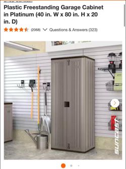 Plastic Freestanding Garage Cabinet in Platinum (40 in. W x 80 in. H x 20 in. D) new