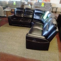 Faux Leather Sectional Recliners