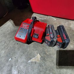 Milwaukee M18 Charger And 2 Battery 2.0