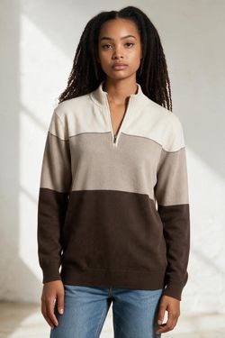 Dockers Color Block Quarter Zip Sweater Women's Large
