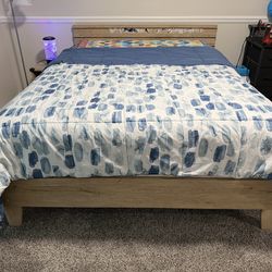 Bed frame side take and study table