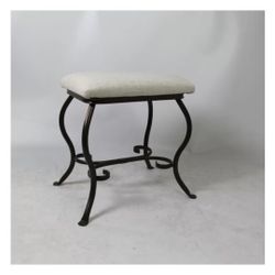 Cream Beige Ivory Upholstered Vanity Stool Chair Ottoman 
